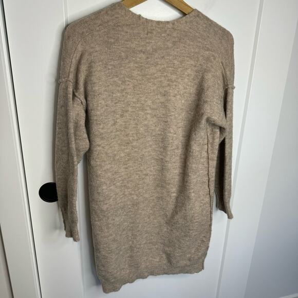 By Anthropologie Heather Tan Open Front Pocket Cardigan Sweater Size XS Petite - Picture 6 of 6